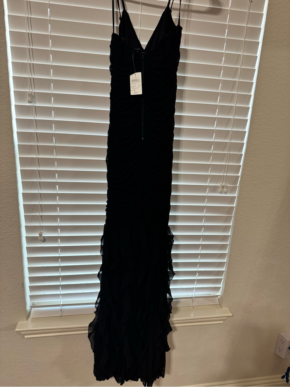 Black Ruched Maxi Dress with Spaghetti Straps